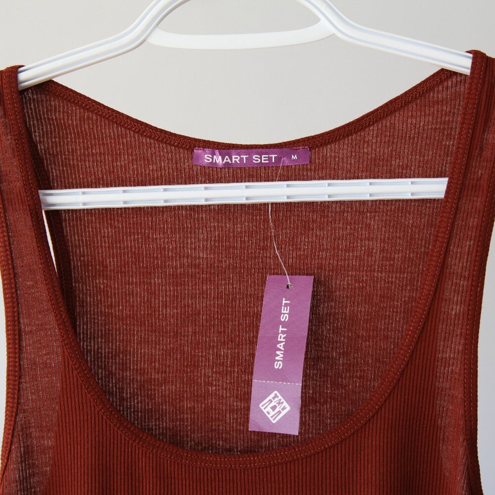Smart Set Cotton Ribbed Camisole with Lace Details